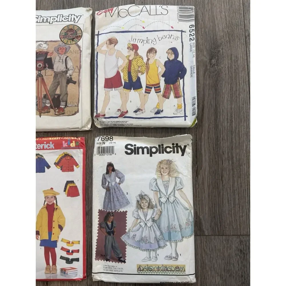 Lot of 6 Children’s & Youth Sewing Patterns Dresses Outerwear Pajamas Costume